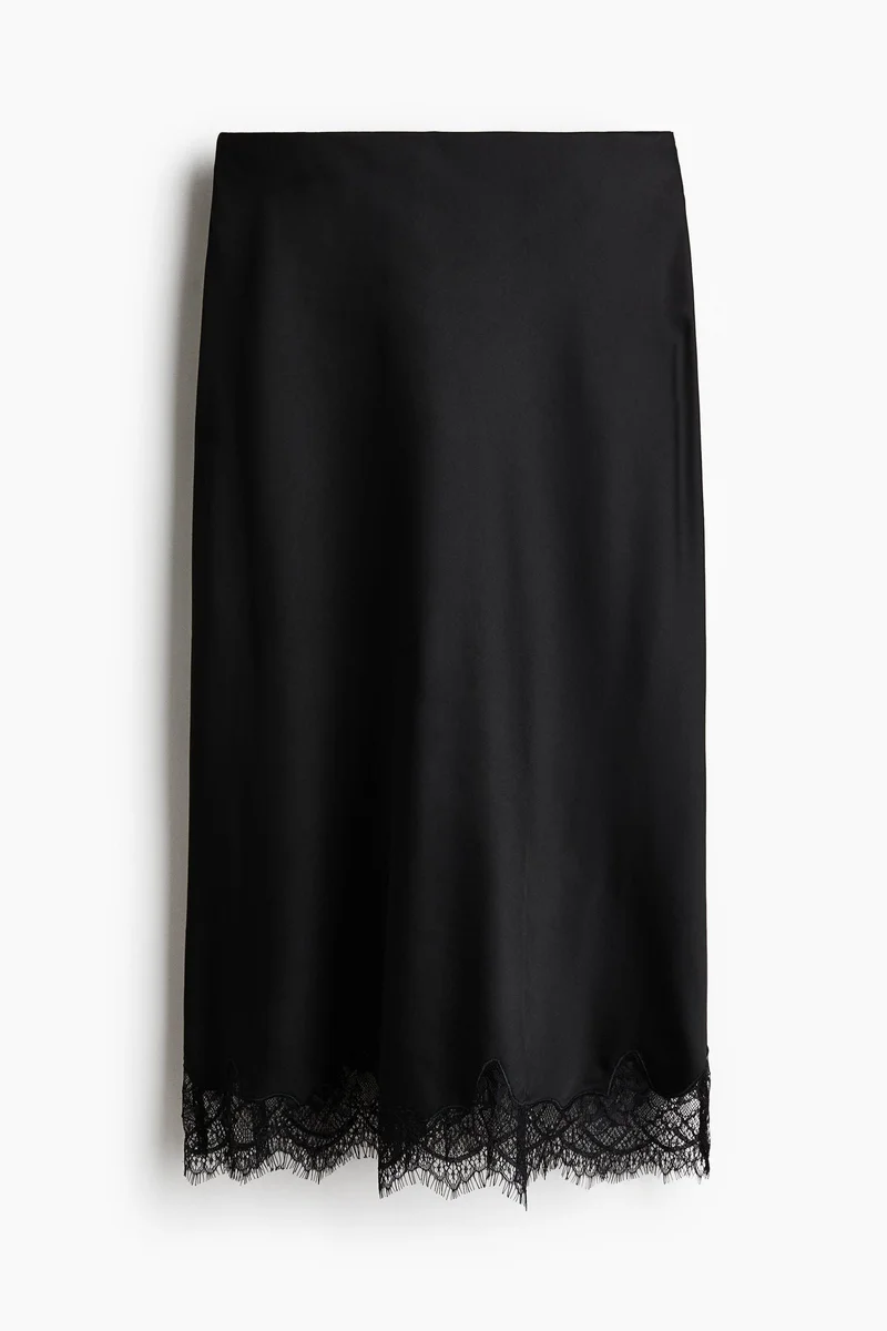 Lace-trimmed slip skirt